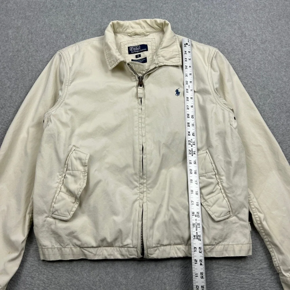 Polo Ralph Lauren Harrington Jacket Mens Medium Cream Full Zip Lightweight Biker